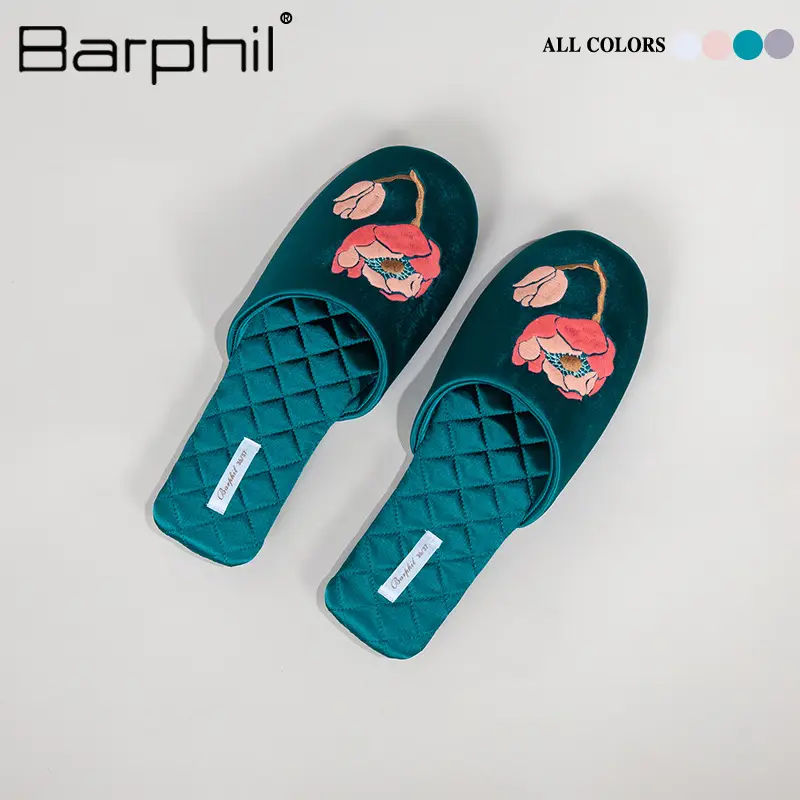 Barphil Embroidered Slippers for Women, Postpartum Shoes, Autumn and Winter Indoor Home Non-Slip Silent Closed-Toe New Chinese Style Cotton Slippers - Image 3
