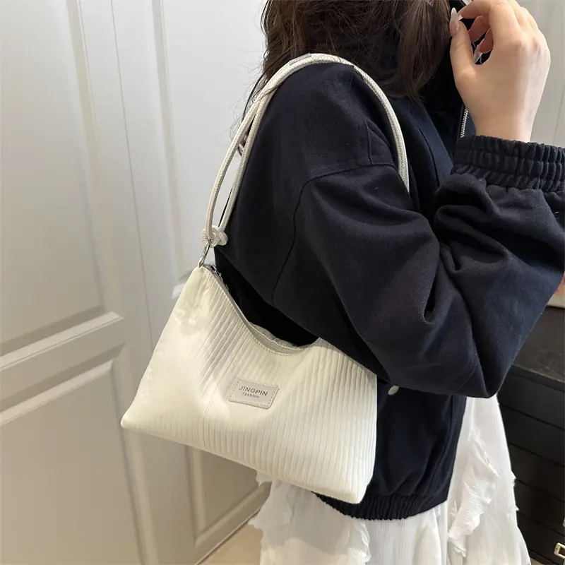Pink Embossed Striped Shoulder Bag for Women - Image 9