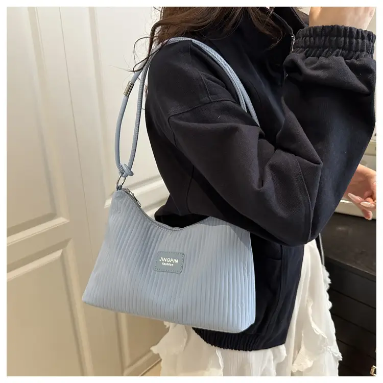 Pink Embossed Striped Shoulder Bag for Women — feature 11