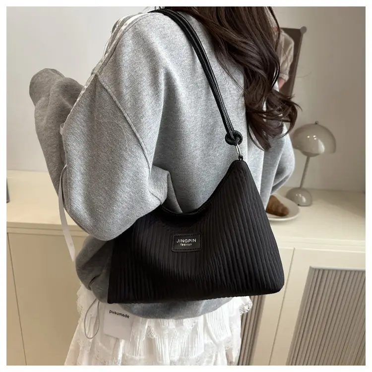 Pink Embossed Striped Shoulder Bag for Women — feature 15