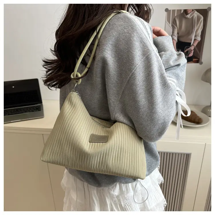 Pink Embossed Striped Shoulder Bag for Women — feature 16