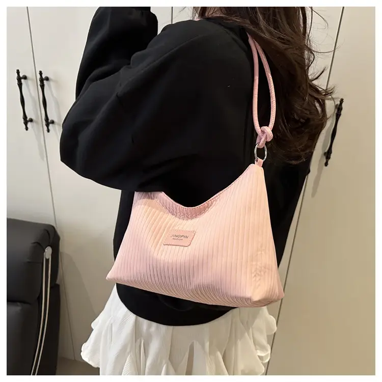 Pink Embossed Striped Shoulder Bag for Women — feature 19