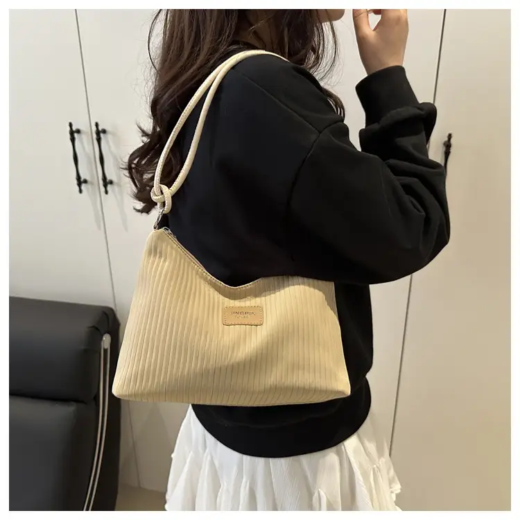 Pink Embossed Striped Shoulder Bag for Women — feature 21