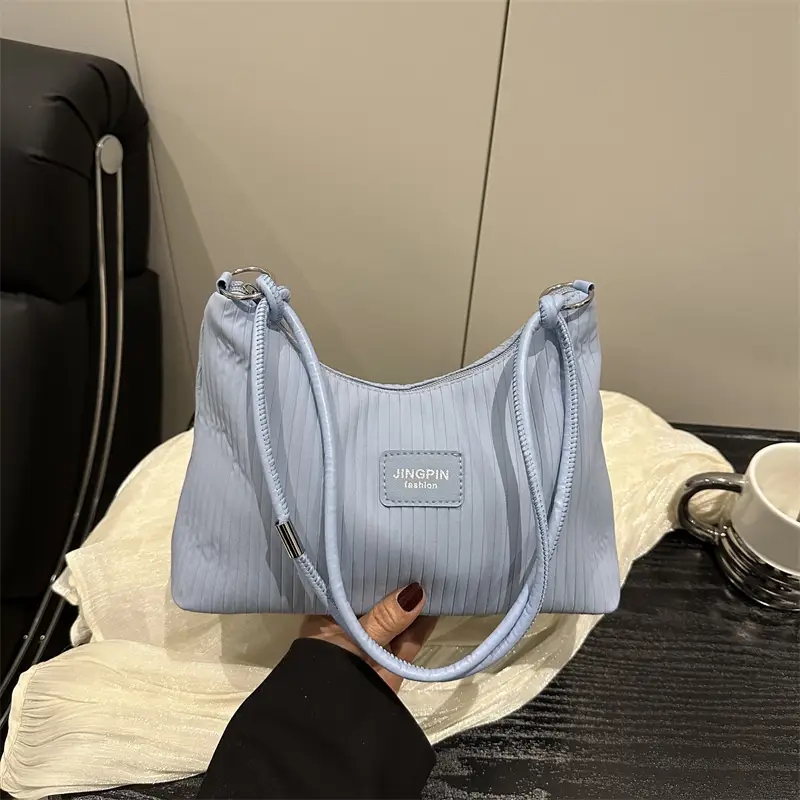 Pink Ribbed Shoulder Bag for Women 2025 Summer - Image 10