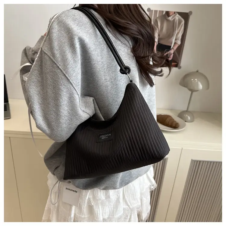 Pink Ribbed Shoulder Bag for Women 2025 Summer — feature 13