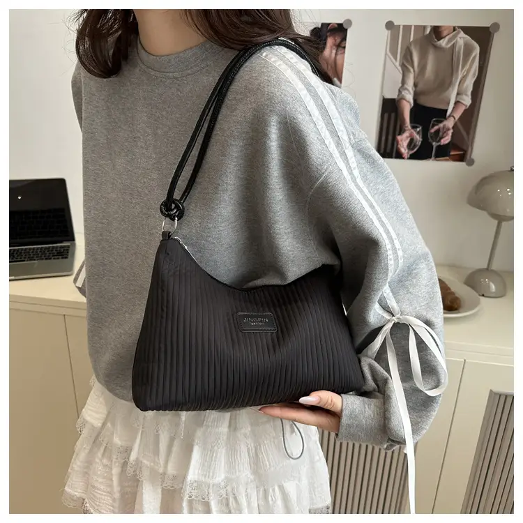 Pink Ribbed Shoulder Bag for Women 2025 Summer — feature 14