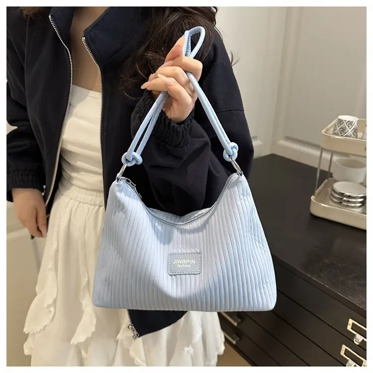 Pink Ribbed Shoulder Bag for Women 2025 Summer — feature 9