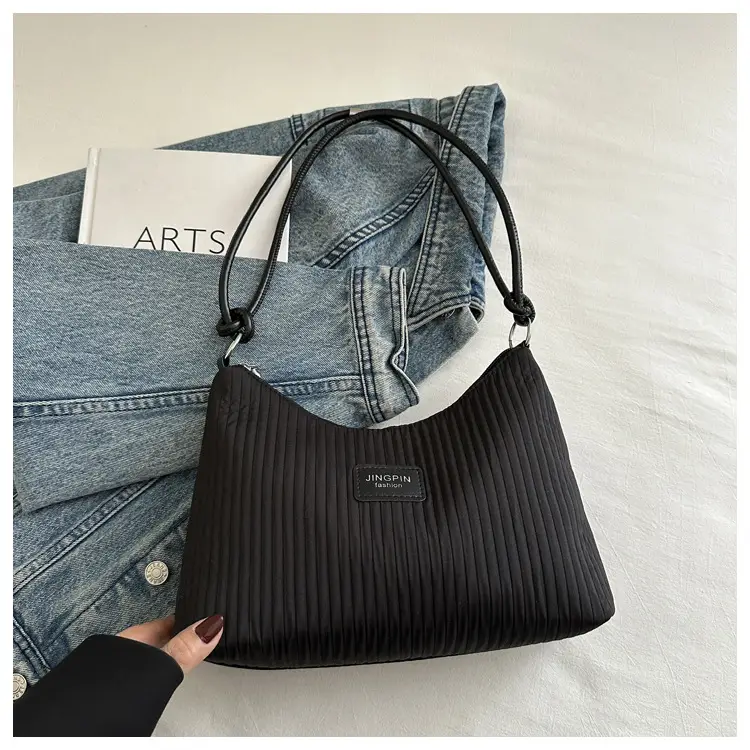 Pink Ribbed Shoulder Bag for Women 2025 Summer - Image 5