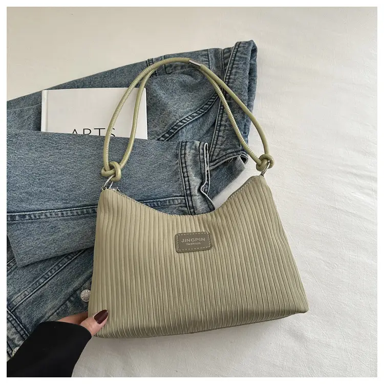 Pink Ribbed Shoulder Bag for Women 2025 Summer - Image 6