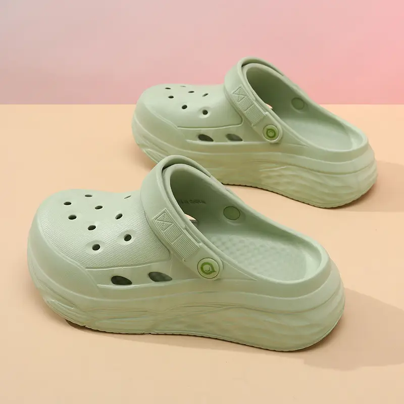 Hole Shoes Women's Summer Wear Height-increasing Non-slip Breathable Garden Shoes Wear-resistant Non-smelly Foot Hollow EVA Beach Slippers - Image 9
