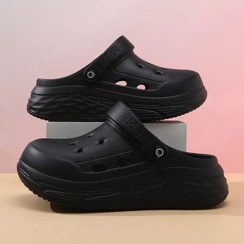 Hole Shoes Women's Summer Wear Height-increasing Non-slip Breathable Garden Shoes Wear-resistant Non-smelly Foot Hollow EVA Beach Slippers - Image 3