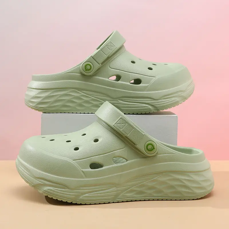 Hole Shoes Women's Summer Wear Height-increasing Non-slip Breathable Garden Shoes Wear-resistant Non-smelly Foot Hollow EVA Beach Slippers - Image 4