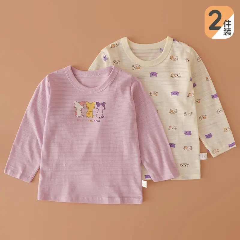 Baby Long Sleeve T-Shirt Girls Summer Bamboo Cotton Thin Boys' Base Shirt - Image 2