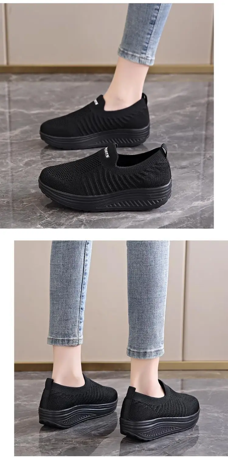 Women's Black Slip-On Thick Sole Shoes — feature 15