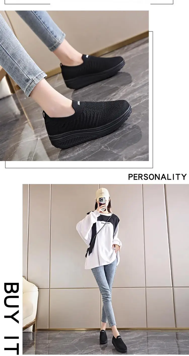 Women's Black Slip-On Thick Sole Shoes — feature 17