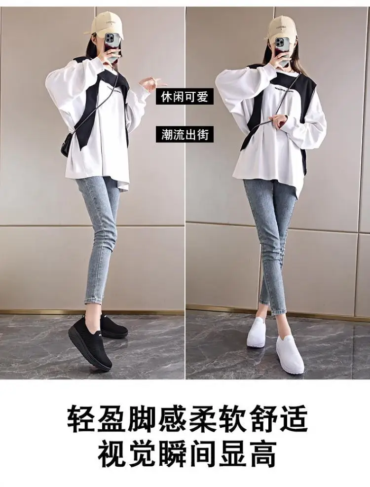 Women's Black Slip-On Thick Sole Shoes — feature 7