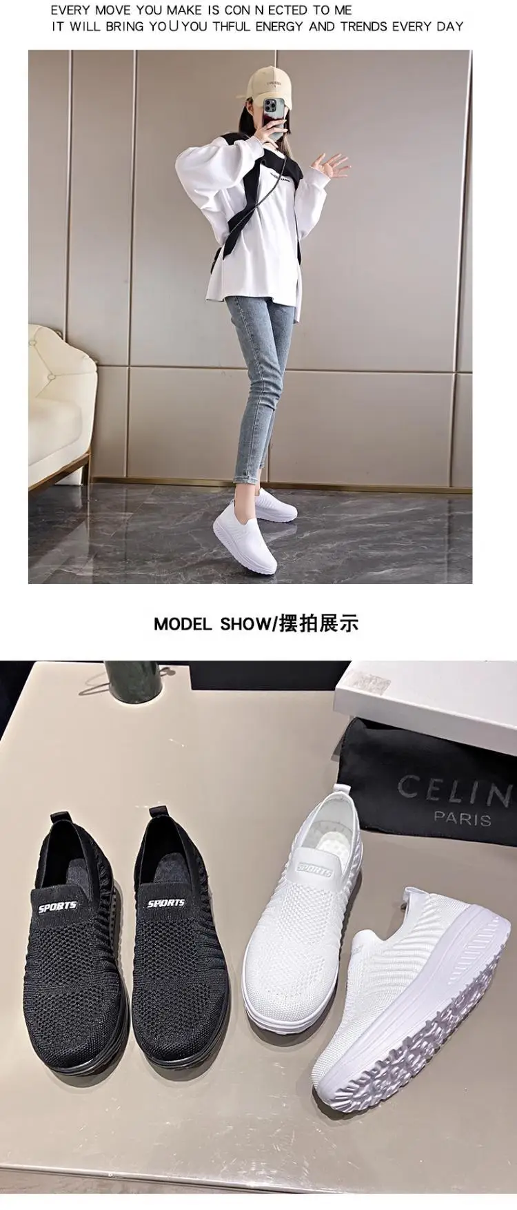 Women's Black Slip-On Thick Sole Shoes — feature 9