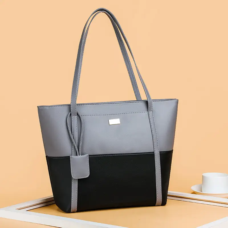 Women's Blue Navy Split Tote Bag Large Capacity Leather - Image 7