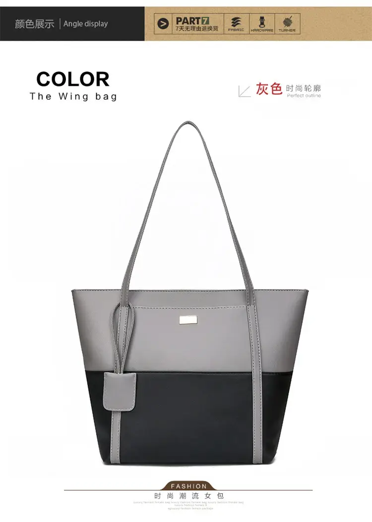 Women's Blue Navy Split Tote Bag Large Capacity Leather — feature 18