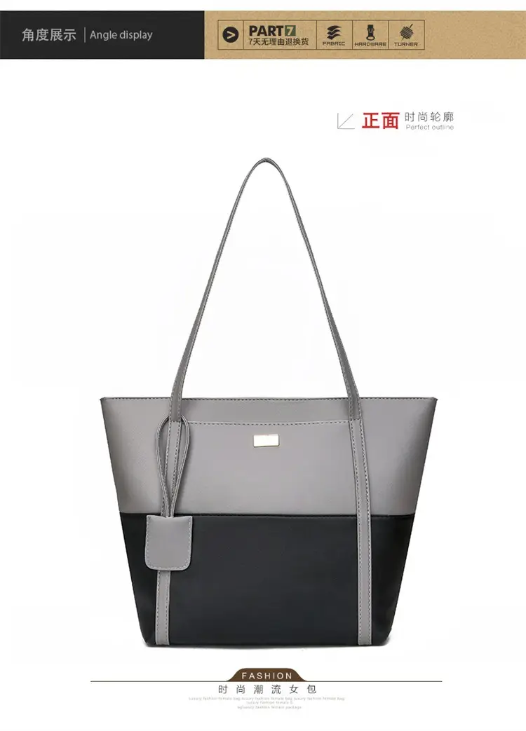 Women's Blue Navy Split Tote Bag Large Capacity Leather — feature 21