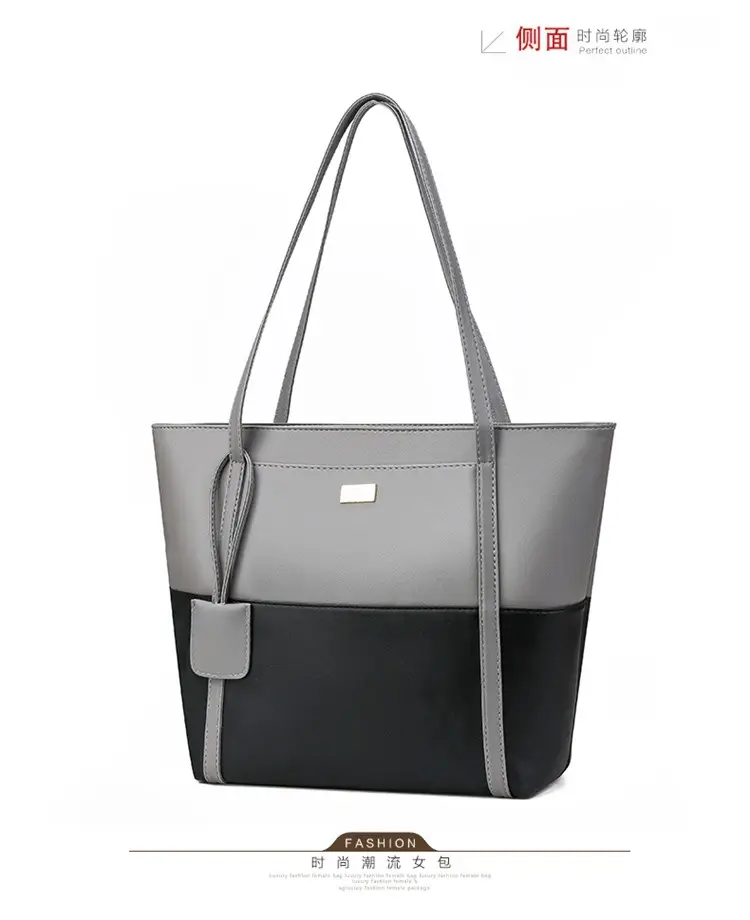 Women's Blue Navy Split Tote Bag Large Capacity Leather — feature 22