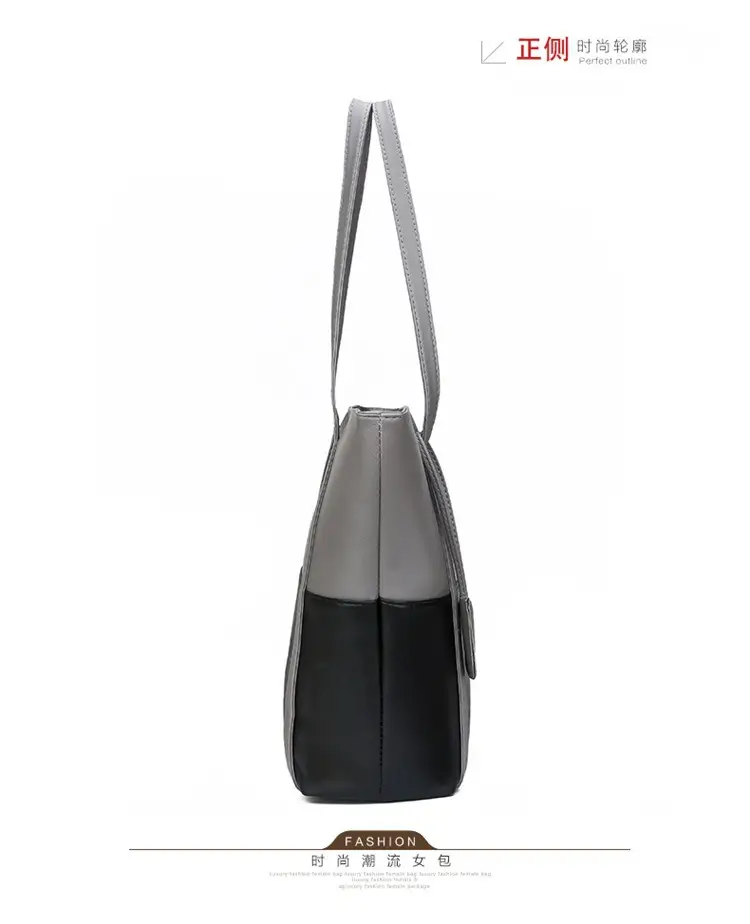 Women's Blue Navy Split Tote Bag Large Capacity Leather — feature 23
