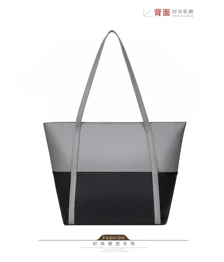 Women's Blue Navy Split Tote Bag Large Capacity Leather — feature 24