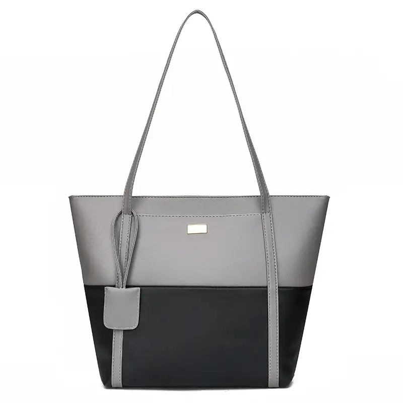 Women's Blue Navy Split Tote Bag Large Capacity Leather - Image 2