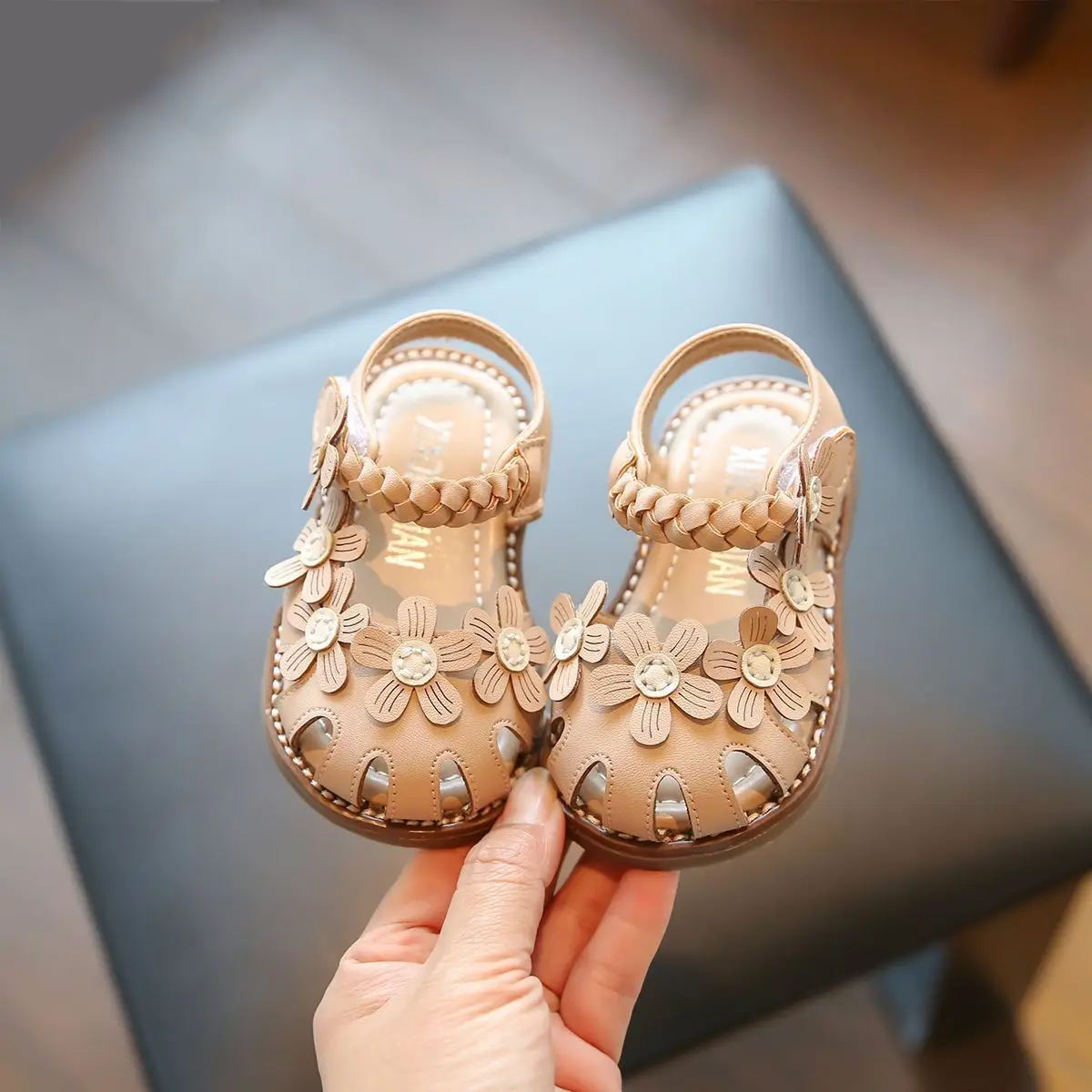 Baby Floral Sandals Cream Soft Sole Toddler Shoes