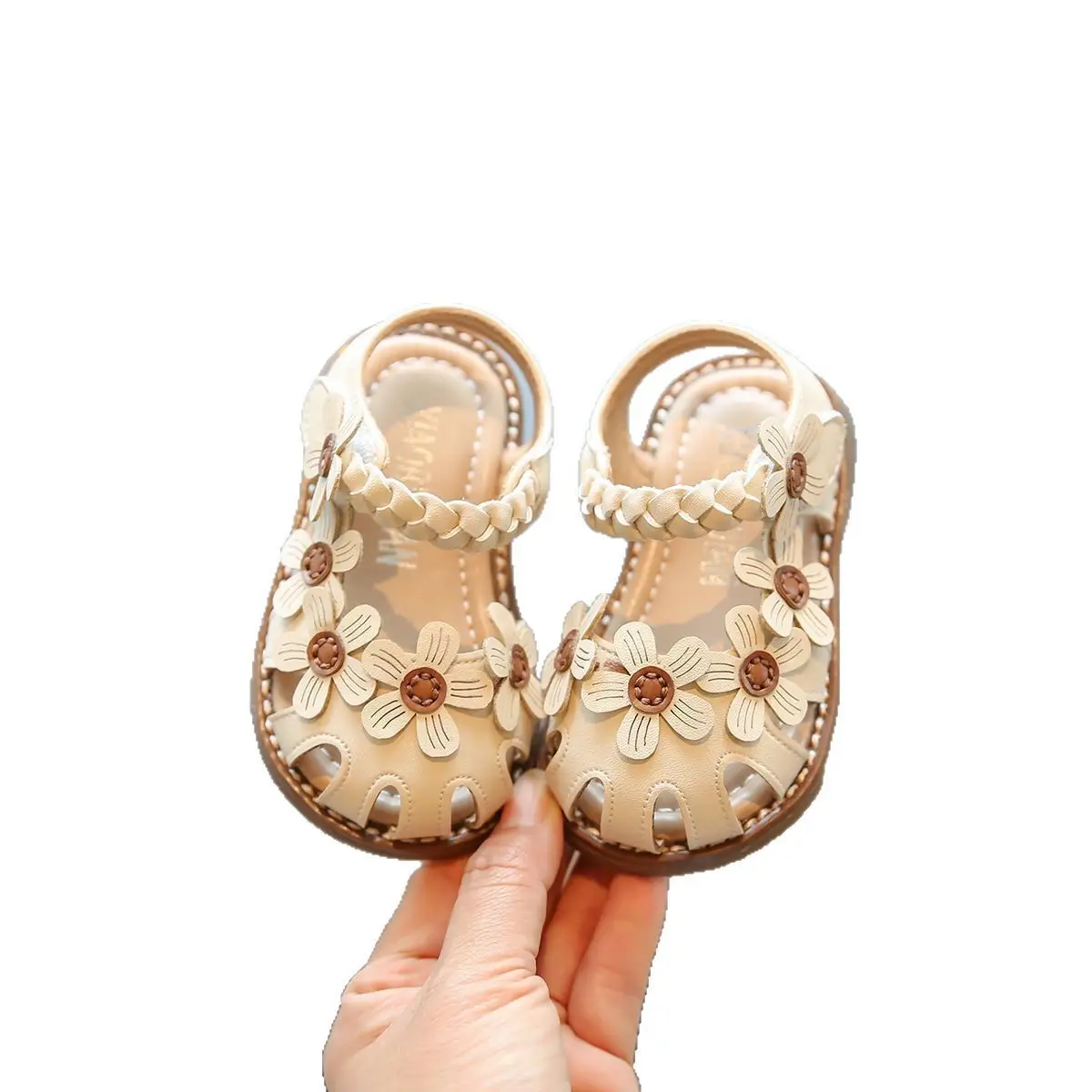 Baby Floral Sandals Cream Soft Sole Toddler Shoes