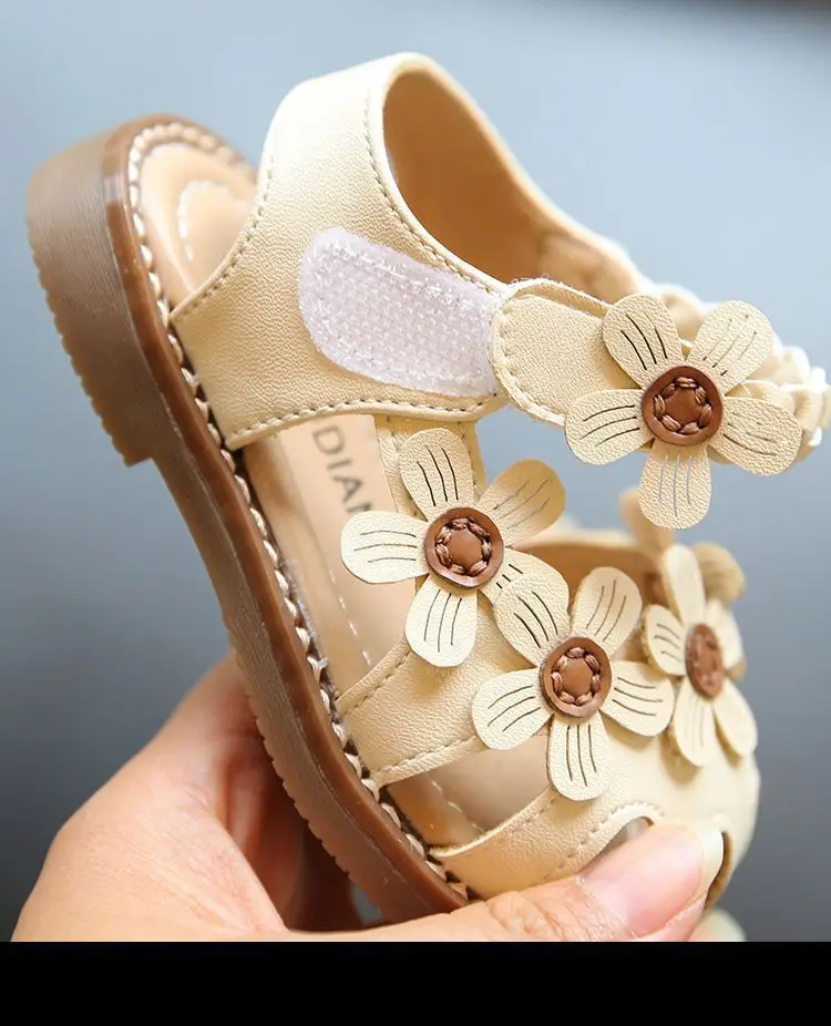 Baby Floral Sandals Cream Soft Sole Toddler Shoes — feature 15