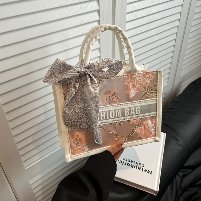 Stylish Silk Bow Handheld Tote Bag for Women
