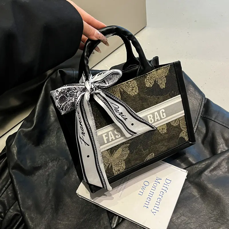Stylish Silk Bow Handheld Tote Bag for Women