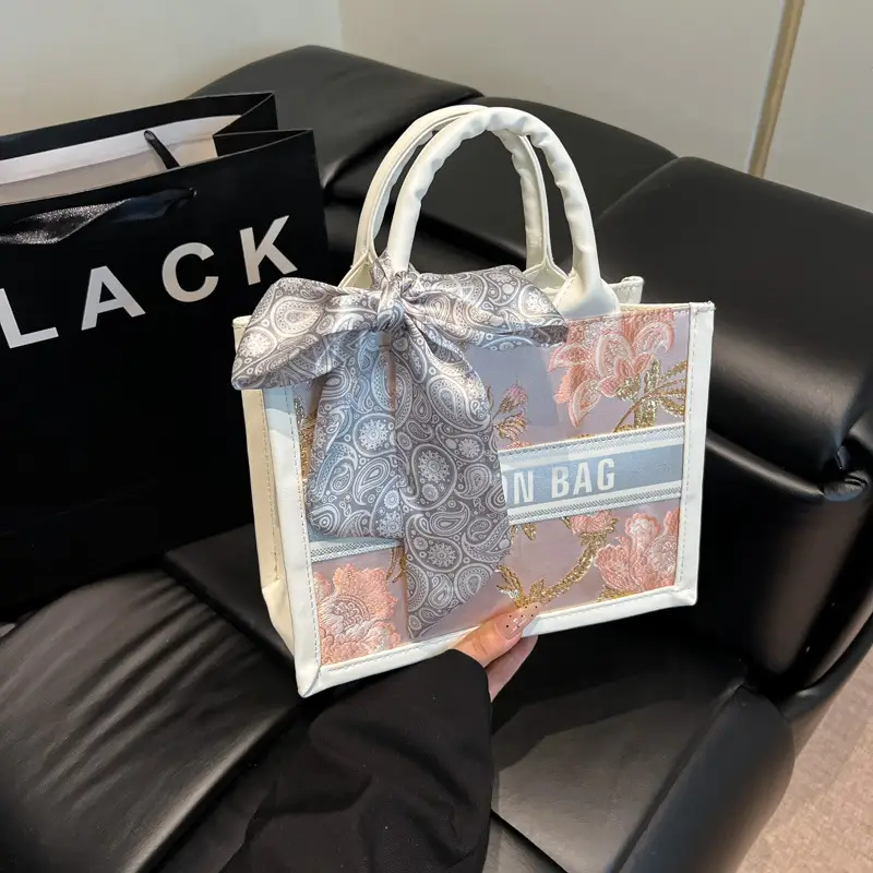 Stylish Silk Bow Handheld Tote Bag for Women
