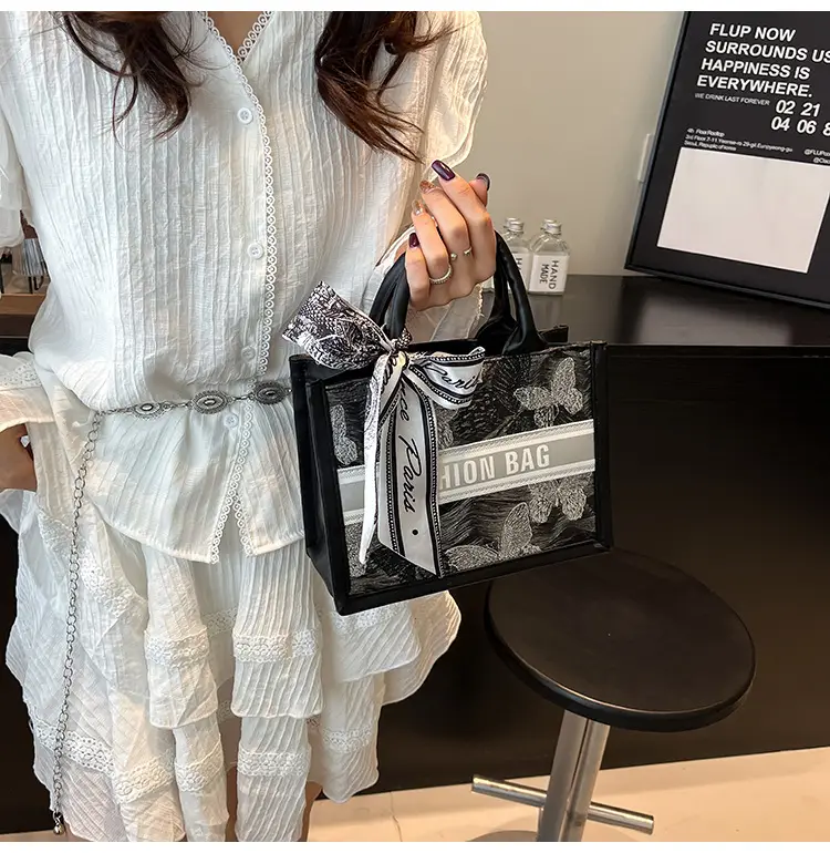 Stylish Silk Bow Handheld Tote Bag for Women — feature 18