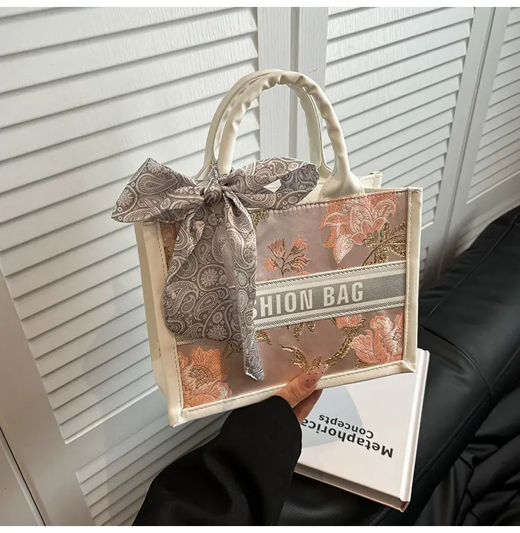 Stylish Silk Bow Handheld Tote Bag for Women — feature 22