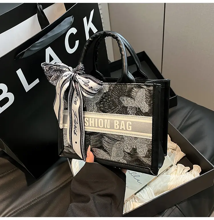 Stylish Silk Bow Handheld Tote Bag for Women