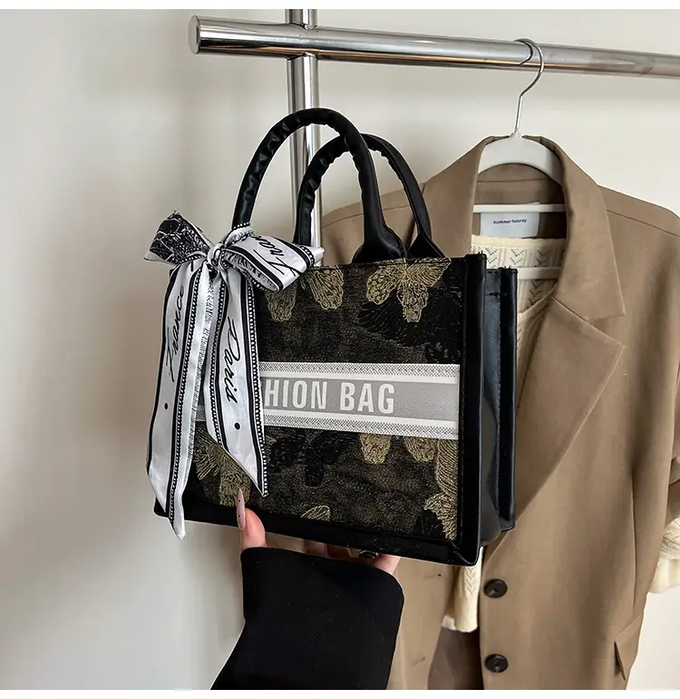 Stylish Silk Bow Handheld Tote Bag for Women