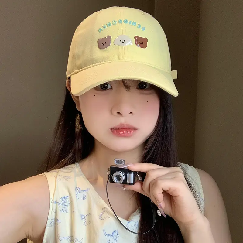 Women Pink Bear Embroidered Baseball Cap - Image 4
