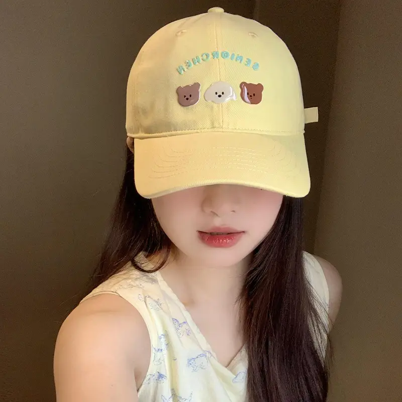 Women Pink Bear Embroidered Baseball Cap - Image 5