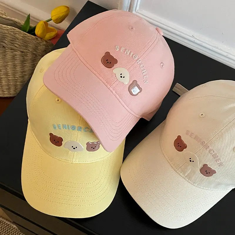 Women Pink Bear Embroidered Baseball Cap - Image 8