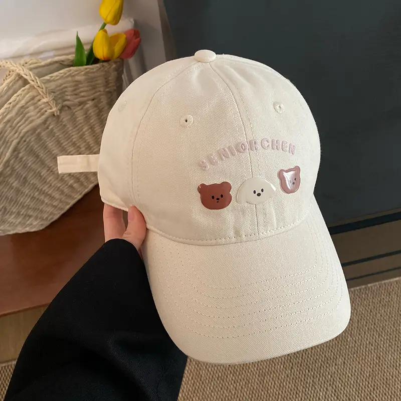 Women Pink Bear Embroidered Baseball Cap - Image 3