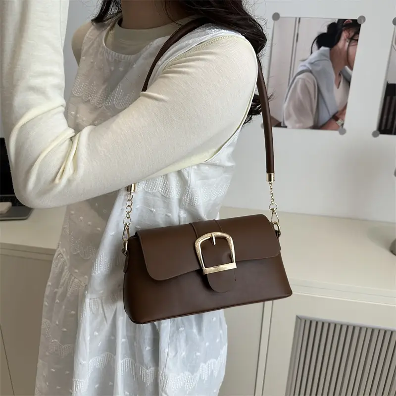 Brown Leather Underarm Bag for Women 2025 - Image 9