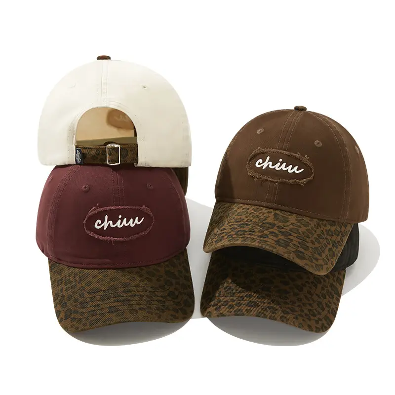 Brown Leopard Print Baseball Cap with "chin" Embroidery - Image 5