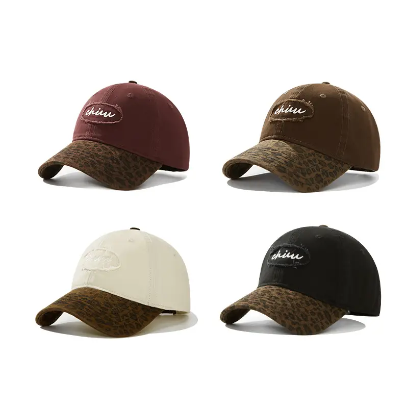 Brown Leopard Print Baseball Cap with "chin" Embroidery - Image 6