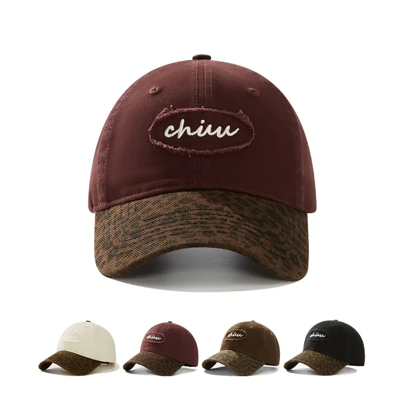 Brown Leopard Print Baseball Cap with "chin" Embroidery - Image 9