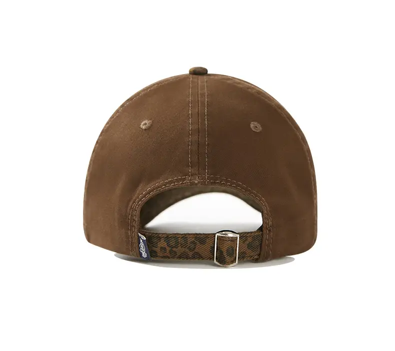 Brown Leopard Print Baseball Cap with "chin" Embroidery — feature 14