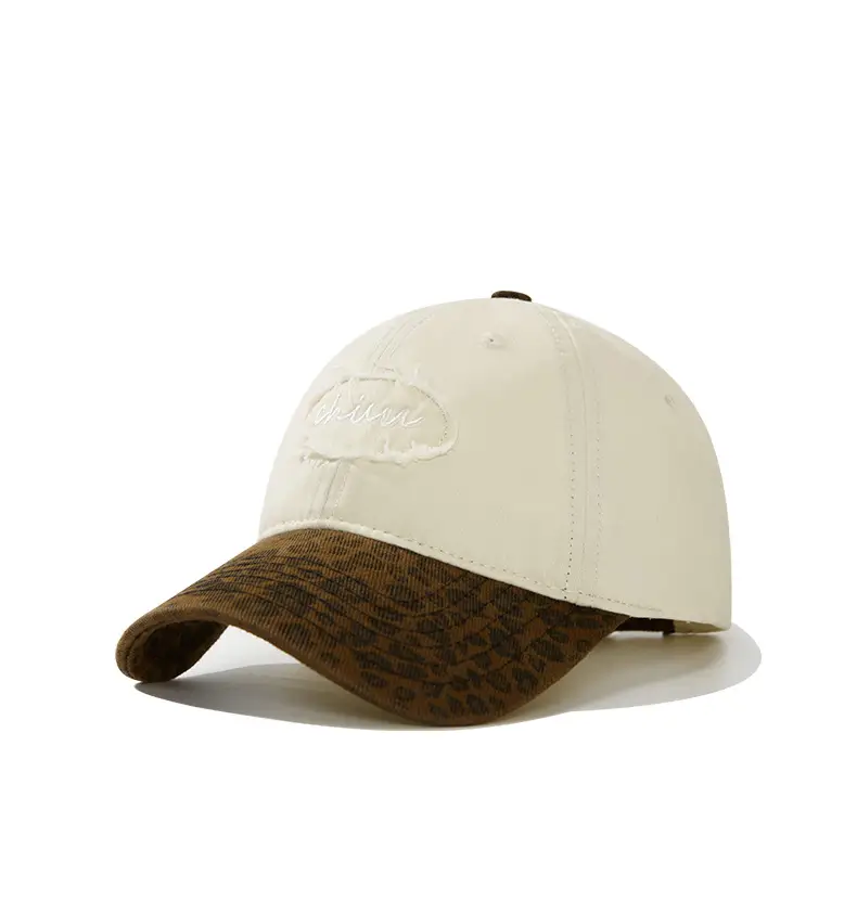 Brown Leopard Print Baseball Cap with "chin" Embroidery — feature 16