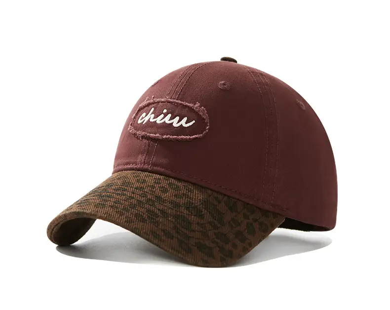 Brown Leopard Print Baseball Cap with "chin" Embroidery — feature 20