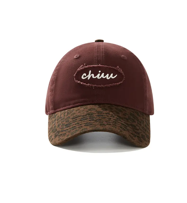 Brown Leopard Print Baseball Cap with "chin" Embroidery — feature 21